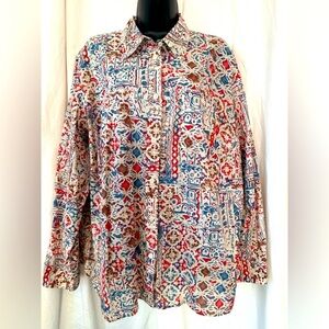 Lauren Ralph Lauren 100% Cotton Button Down Long Sleeve Blouse Womens Sz 2X